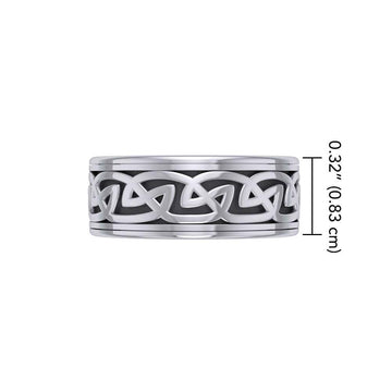 We are connected as one ~ Sterling Silver Celtic Knotwork Spinner Ring TRI767 - Jewelry